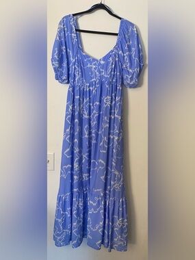 Nine West Blue and White Floral Midi Dress